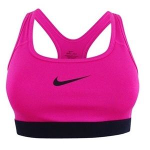 Nike dri fit hot pink and black sports bra